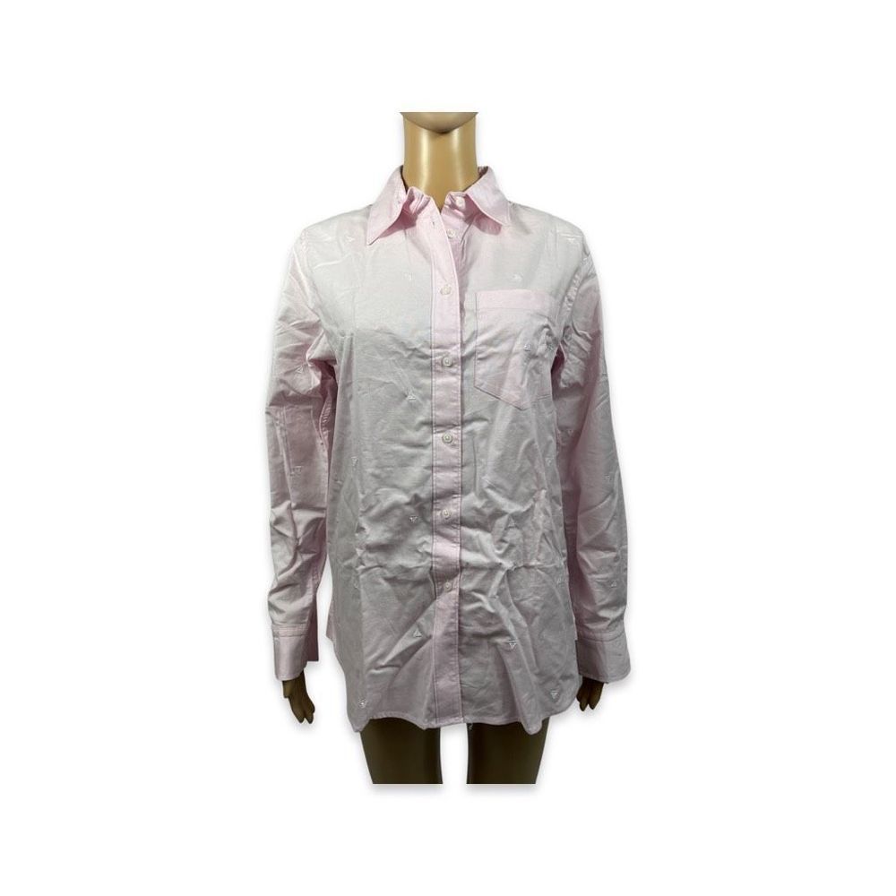 Lands End Ling Sleeve Oxford Light Pink Sail, Womens size S,Pink